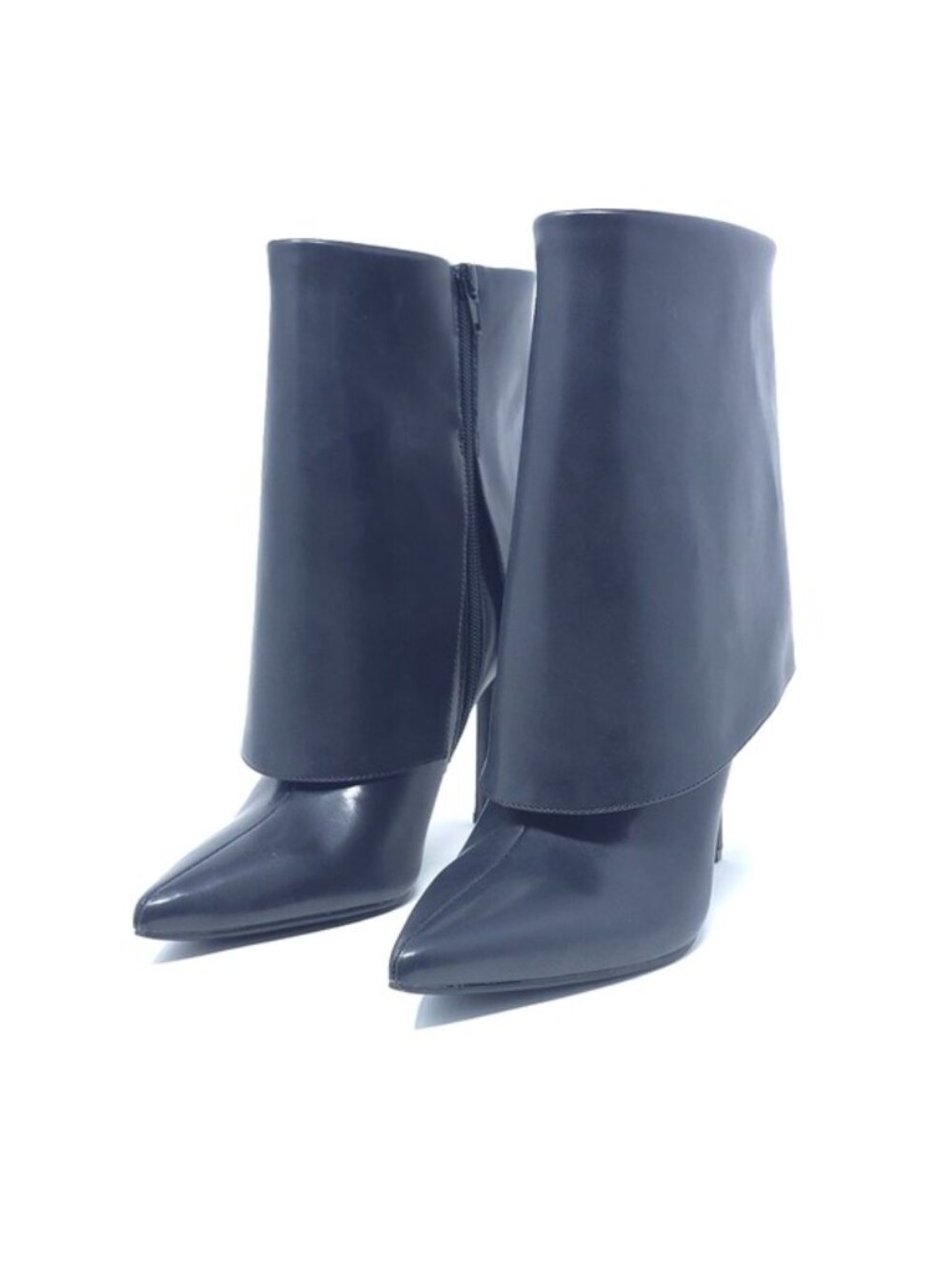 New INC Sabeel Black Faux Leather Fold-Over Cuff Booties  6M